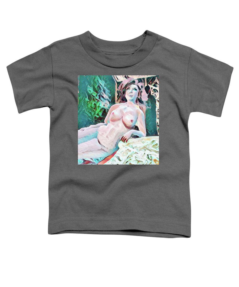 Nude Drawing Toddler T-Shirt featuring the digital art Relaxing by Cathy Anderson