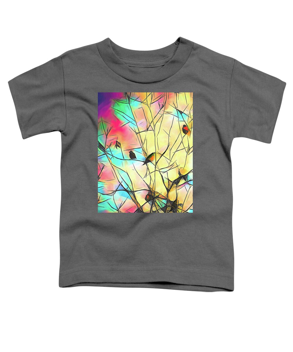 Animal Toddler T-Shirt featuring the painting Robins In The Trees by Bob Orsillo