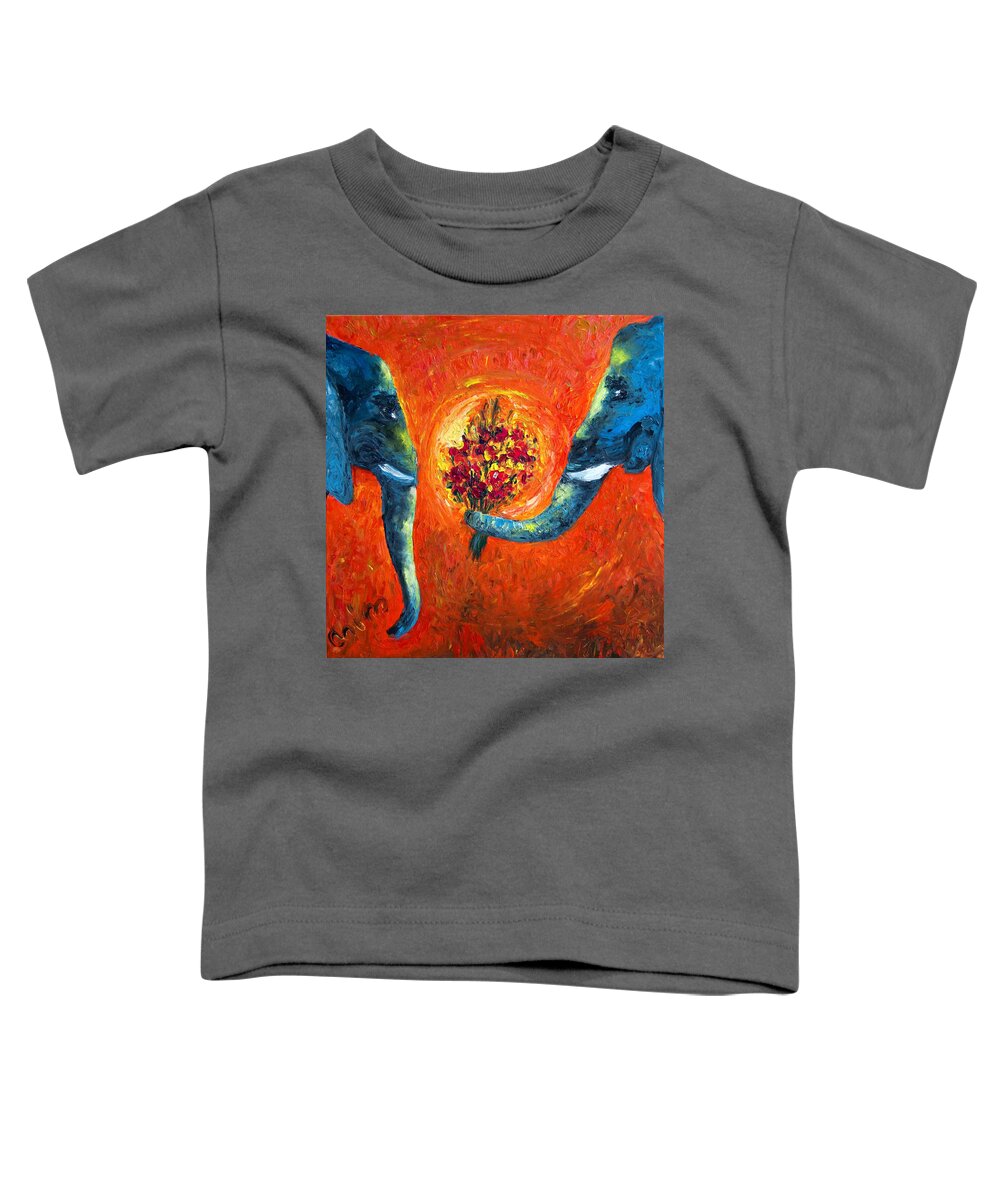 Elephant Toddler T-Shirt featuring the painting Roni and Tal by Chiara Magni