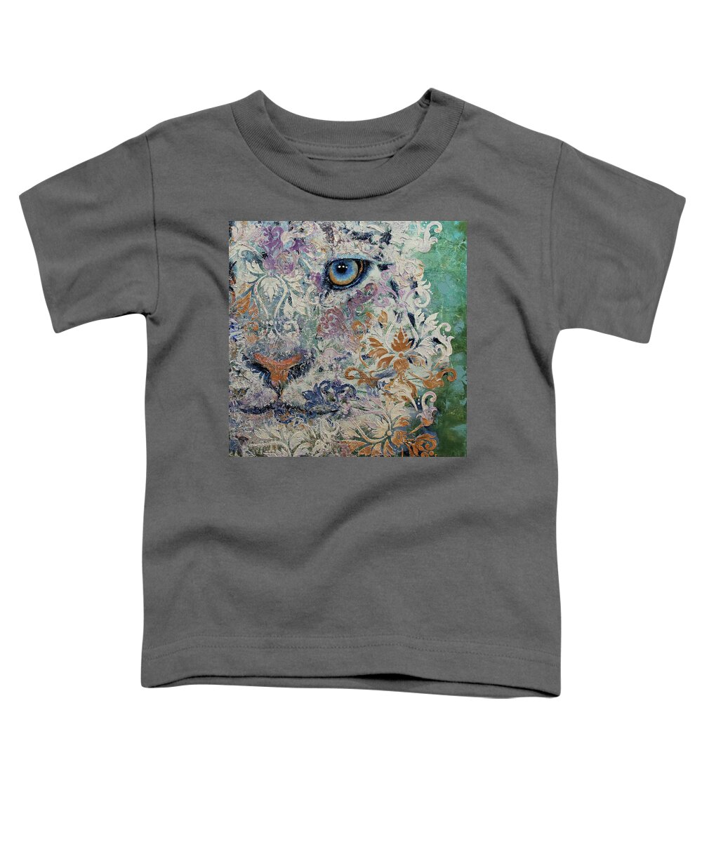 Cat Toddler T-Shirt featuring the painting Royal Snow Leopard by Michael Creese