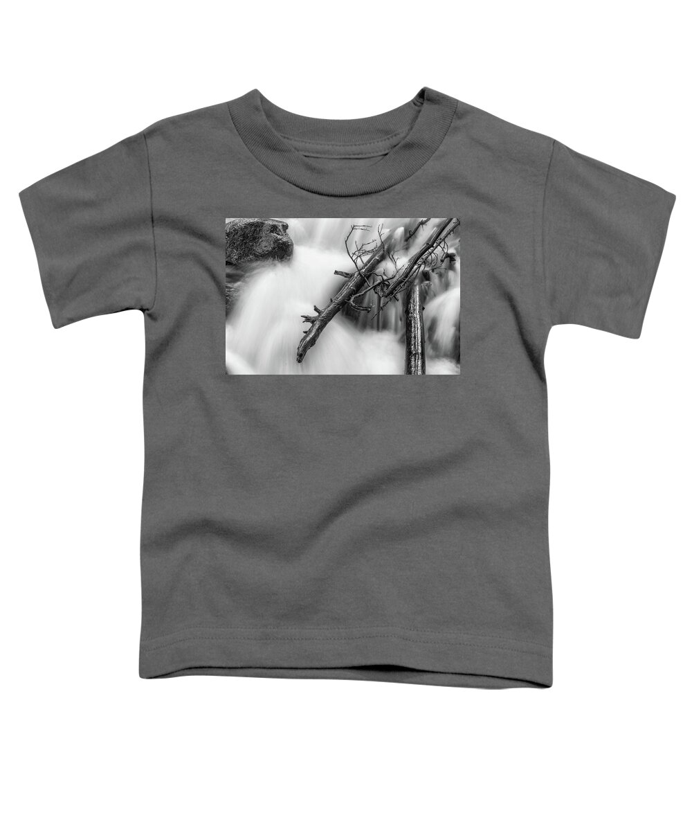 Water Toddler T-Shirt featuring the photograph Rushing Waters in Black and White by Tony Hake
