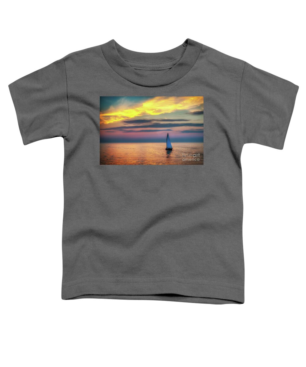 Sunset Toddler T-Shirt featuring the photograph Sailing at Sunset by Bill Frische