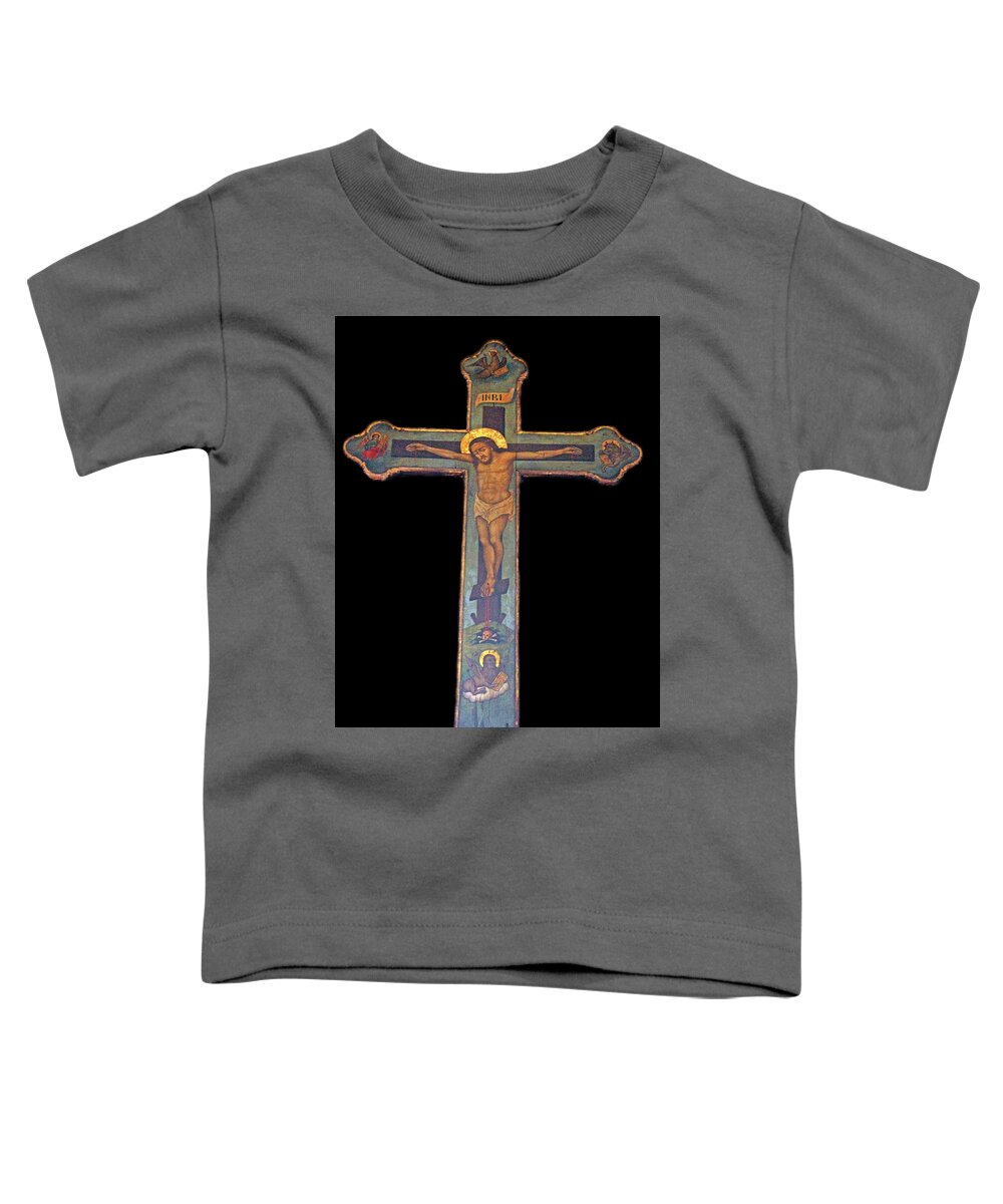 Crucifixion Toddler T-Shirt featuring the photograph Saint George Monastery Vintage Cross by Munir Alawi