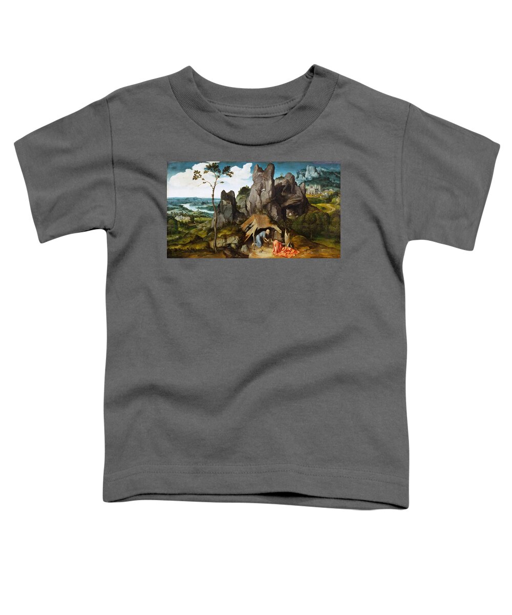 Joachim Patinir Toddler T-Shirt featuring the painting Saint Jerome in the Desert by Joachim Patinir