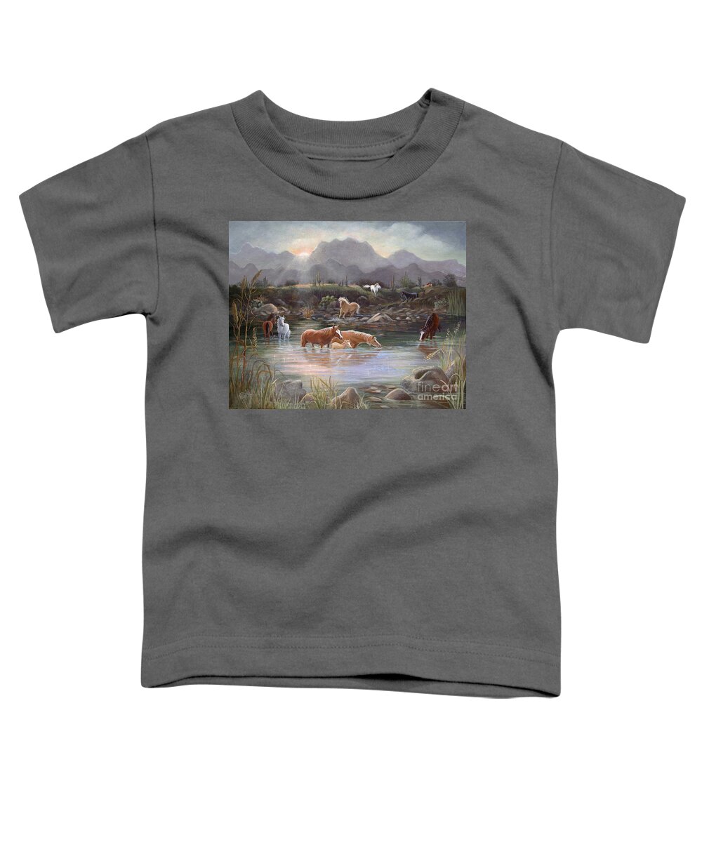 Sunrise Toddler T-Shirt featuring the painting Salt River Sunrise by Marilyn Smith