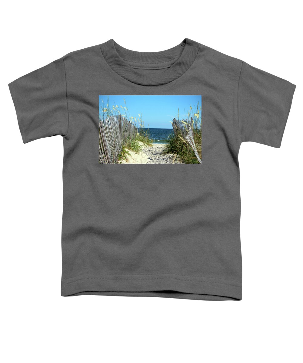 Ocean Toddler T-Shirt featuring the photograph Sandy Path To The Sea by Cynthia Guinn