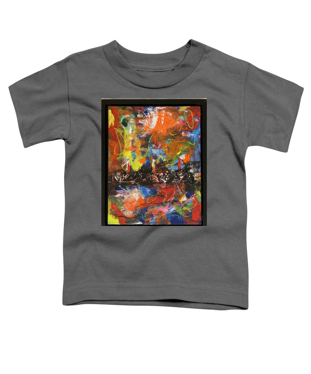 Abstract Toddler T-Shirt featuring the mixed media See Saw Seen by Laura Jaffe