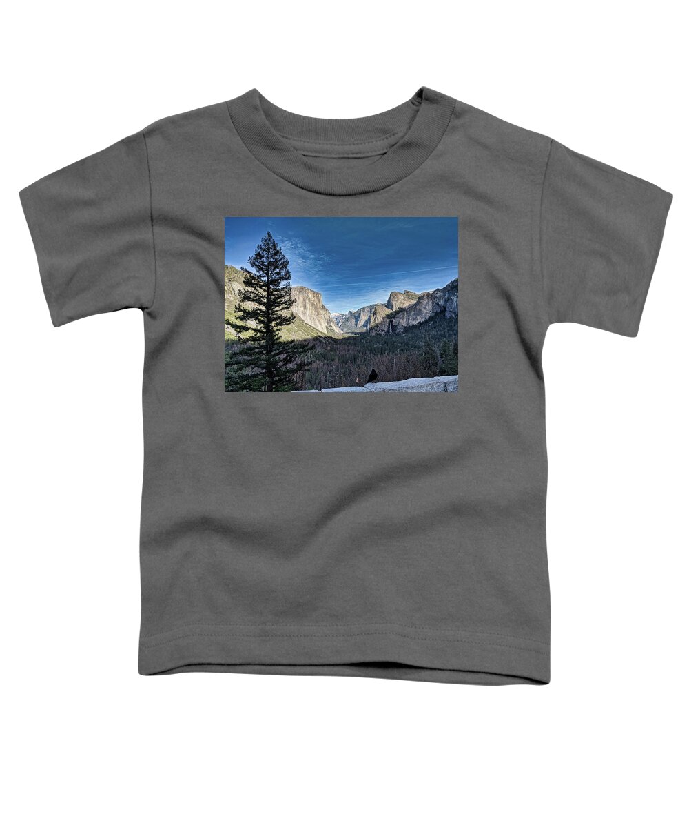 Mountain Toddler T-Shirt featuring the photograph Shadows in the Valley by Portia Olaughlin