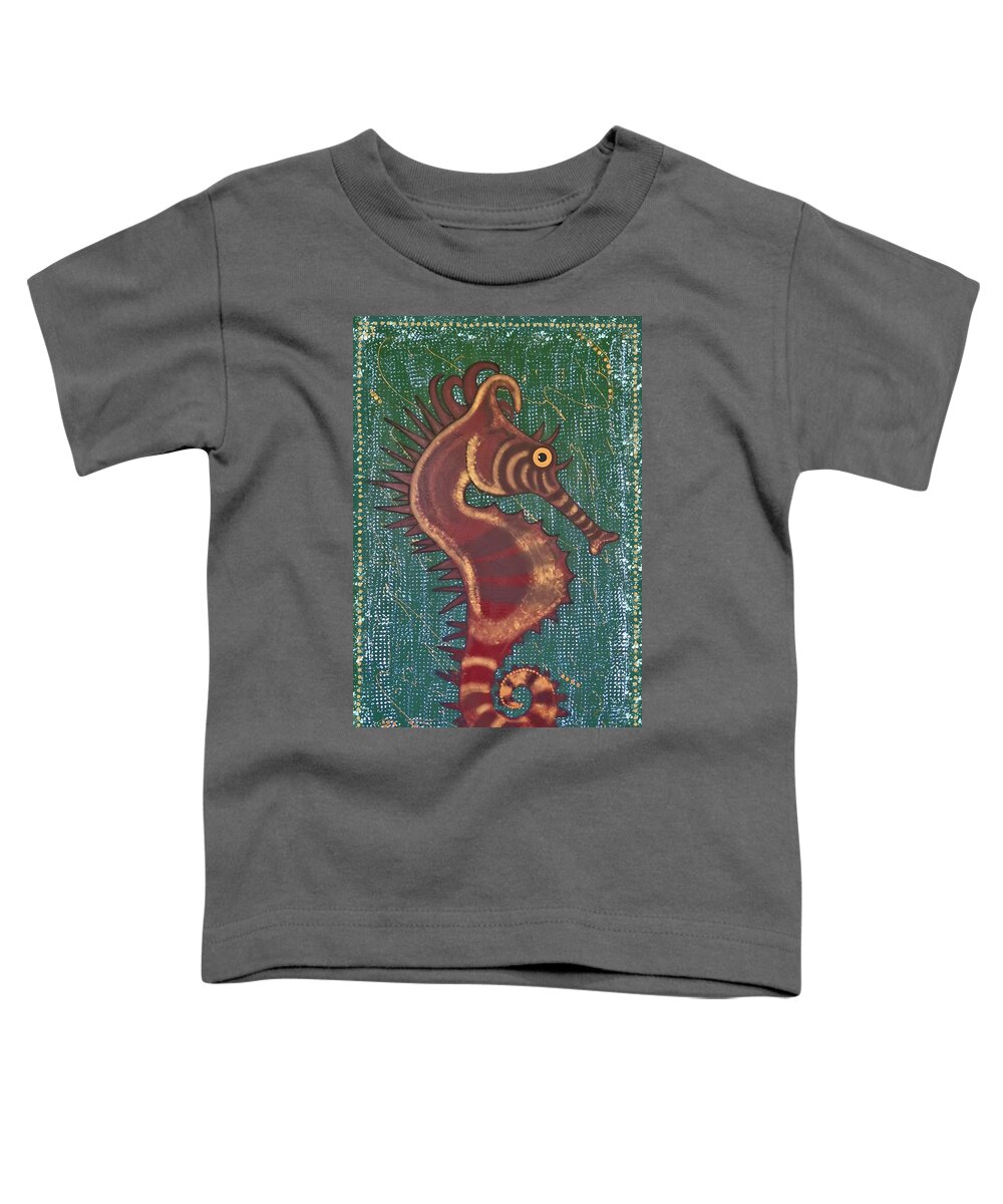 Seahorse Toddler T-Shirt featuring the painting Shehorse by Joan Stratton