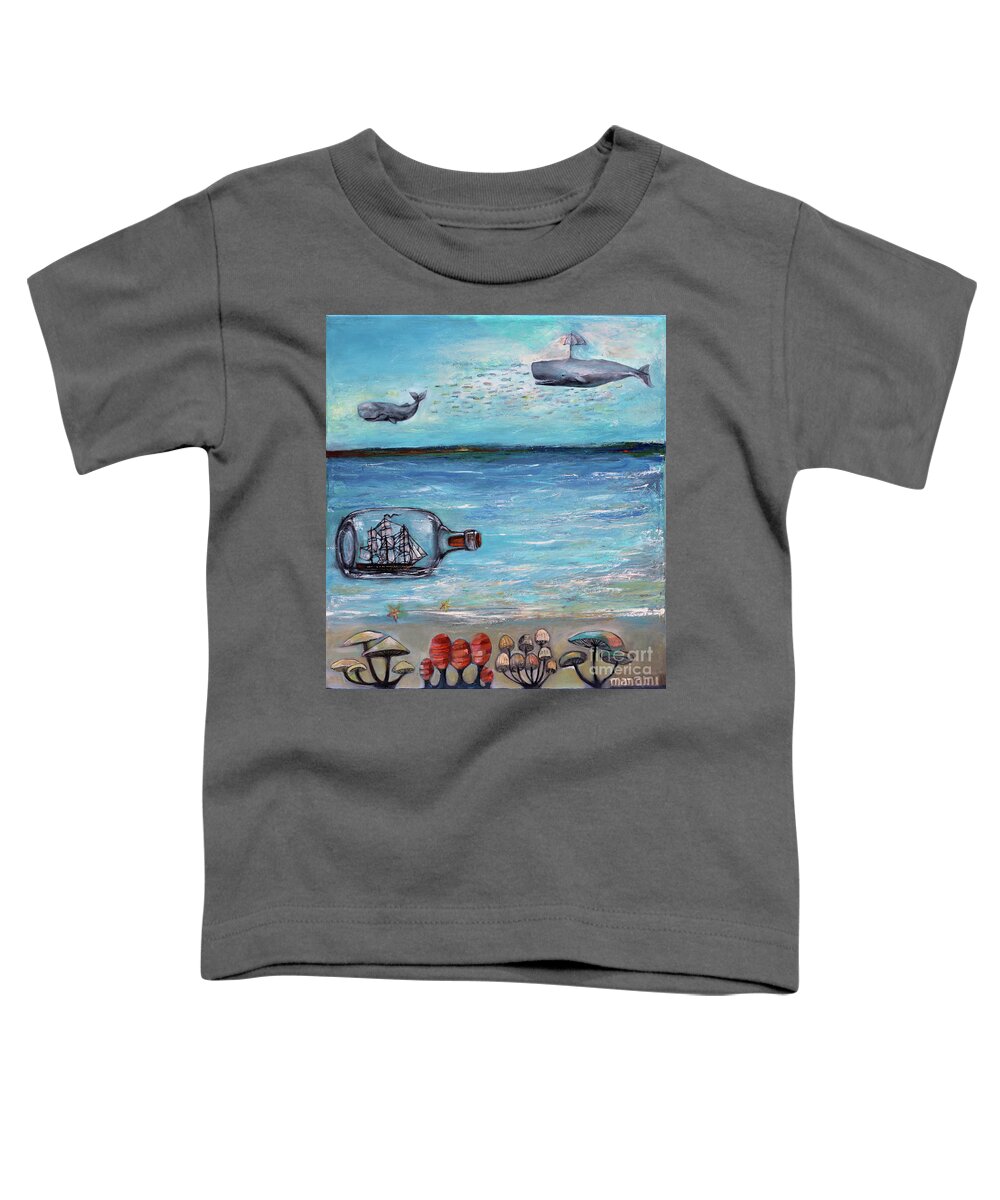 Ship Toddler T-Shirt featuring the painting Ship in a Bottle by Manami Lingerfelt