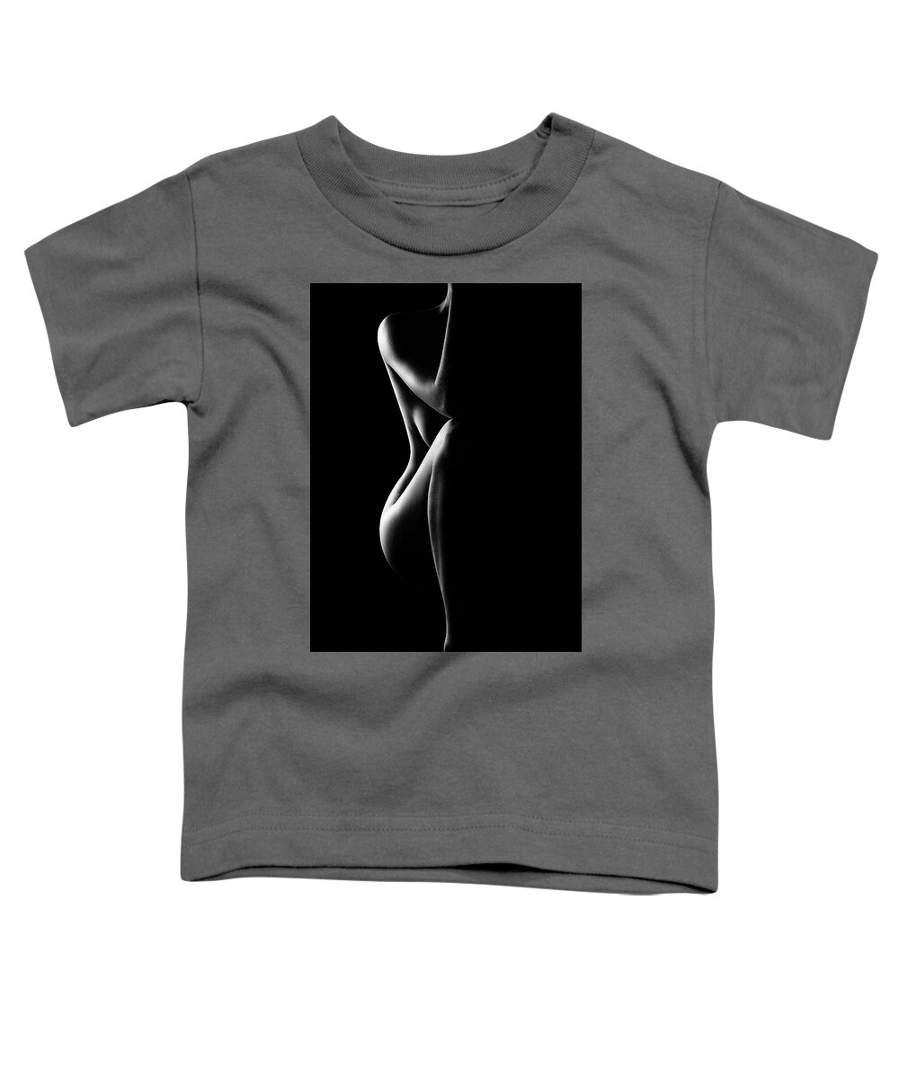 Nude Toddler T-Shirt featuring the photograph Silhouette of nude woman in BW by Johan Swanepoel
