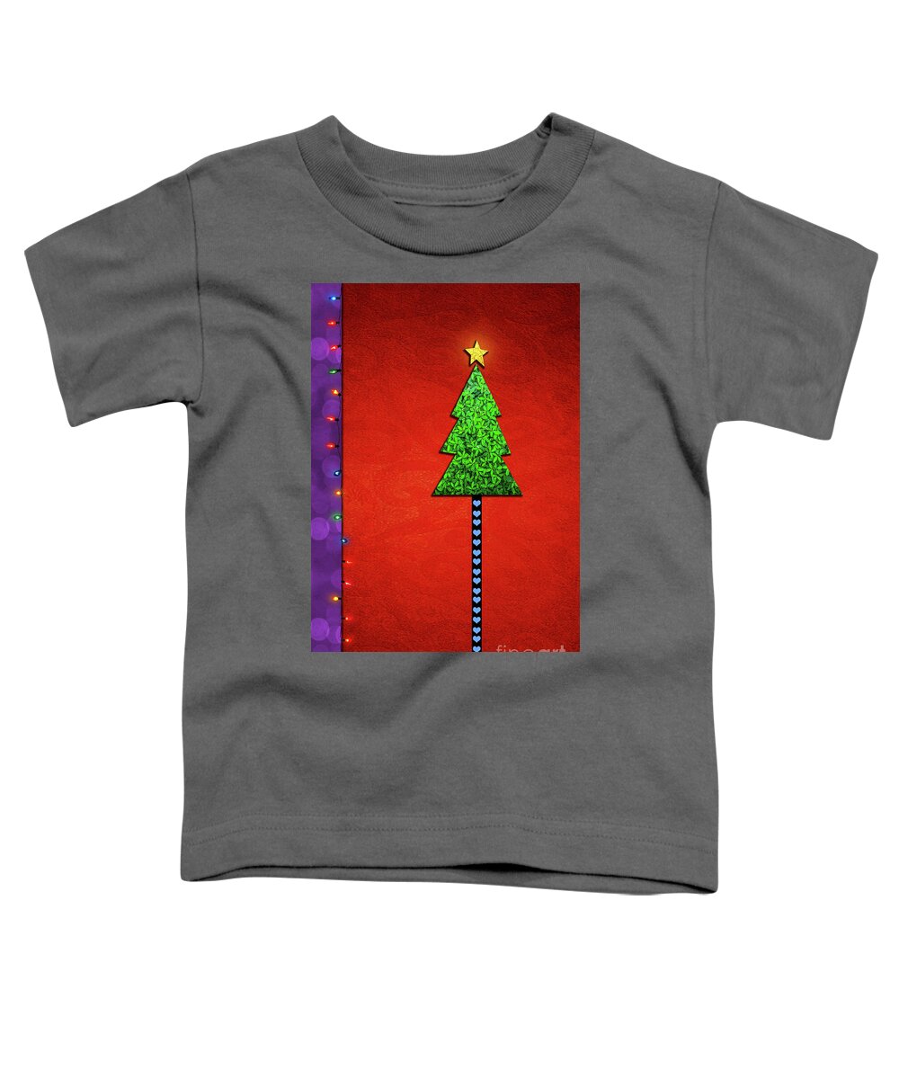 Background; Christmas Tree; Christmas Lights; Concept; Design; Digital Art; Green; Holiday; Minimalism Toddler T-Shirt featuring the photograph Simply Merry and Bright by Juli Scalzi