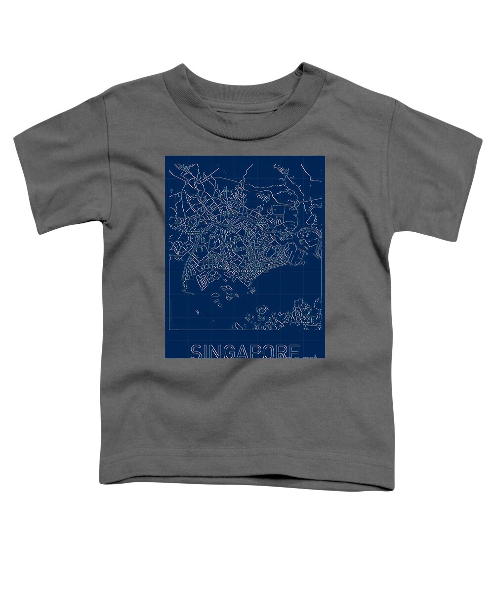 Singapore Toddler T-Shirt featuring the digital art Singapore Blueprint City Map by HELGE Art Gallery