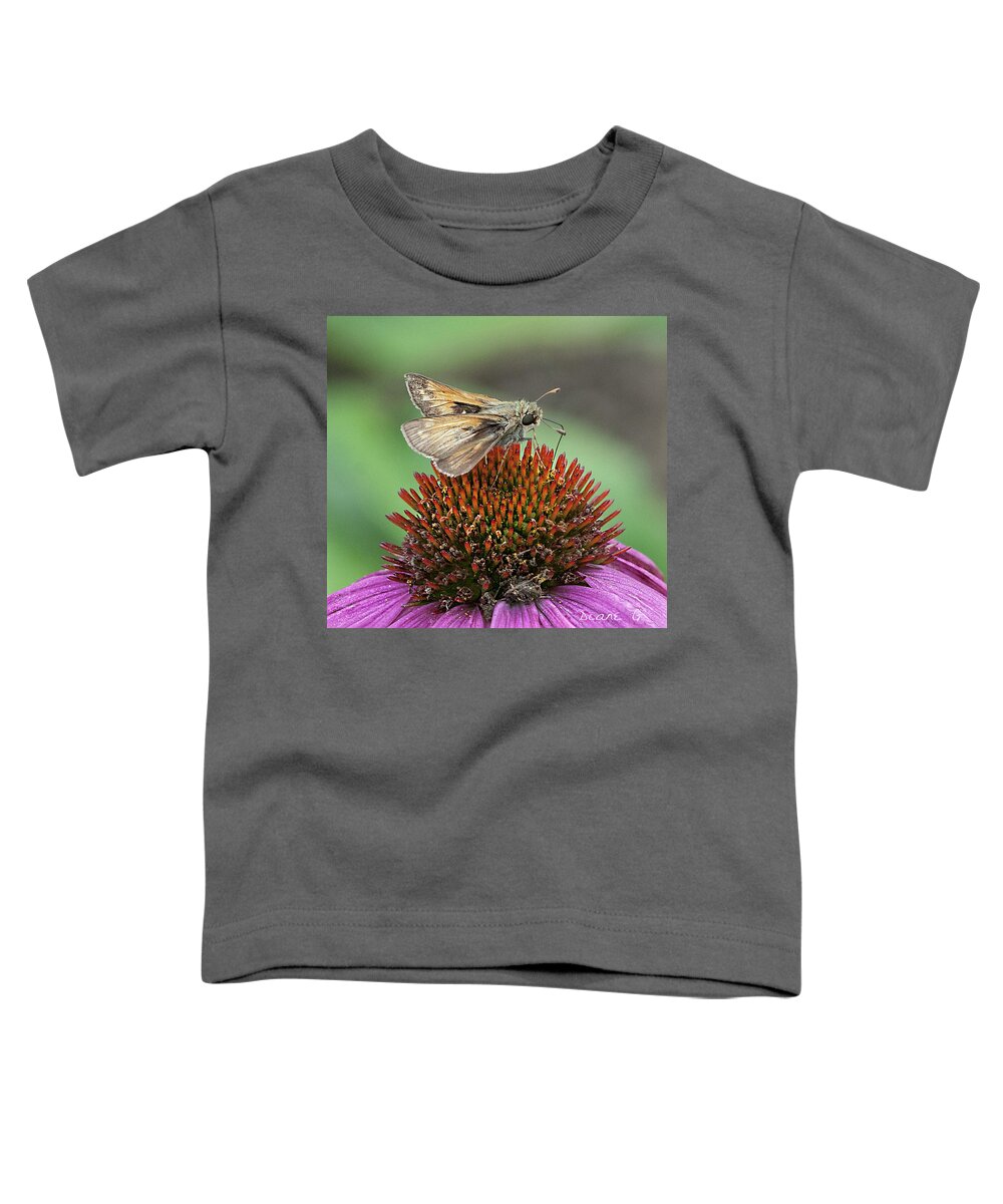 Skipper On Cone Flower Toddler T-Shirt featuring the photograph Skipper on Cone Flower by Diane Giurco