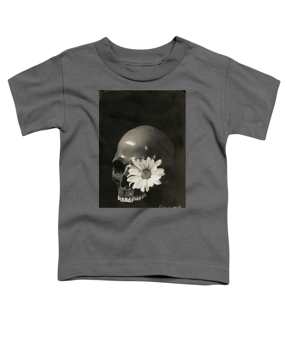 Flowers Toddler T-Shirt featuring the photograph Skull and Flower Tin Type by Edward Fielding