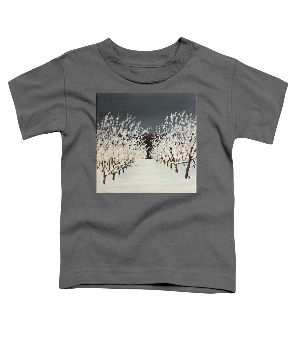 Niagara Toddler T-Shirt featuring the painting Snow Trees by Sarah Lynch