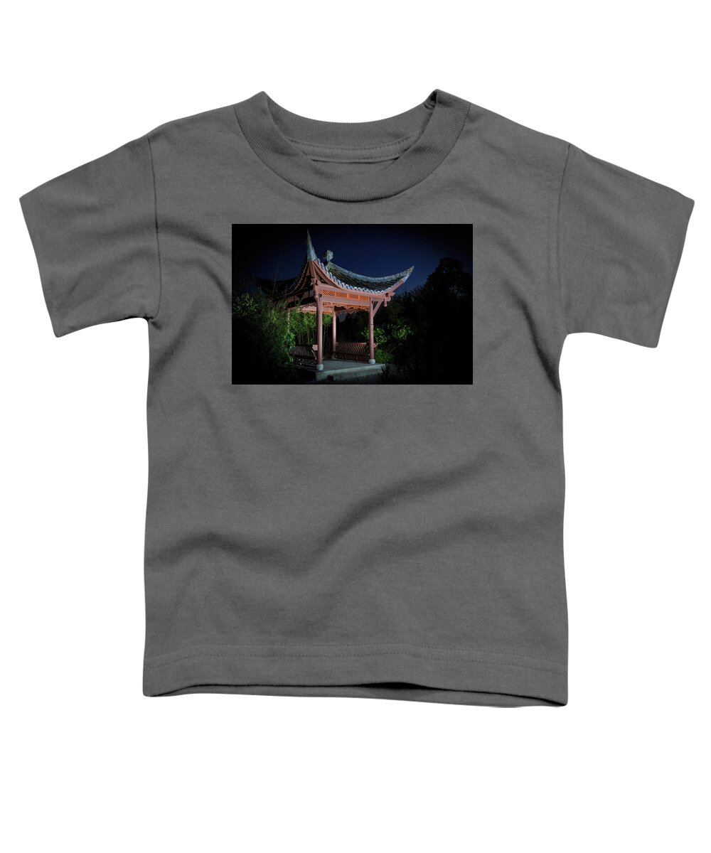 Seattle Chinese Garden Toddler T-Shirt featuring the photograph Song Mei Ting at Twilight by Briand Sanderson
