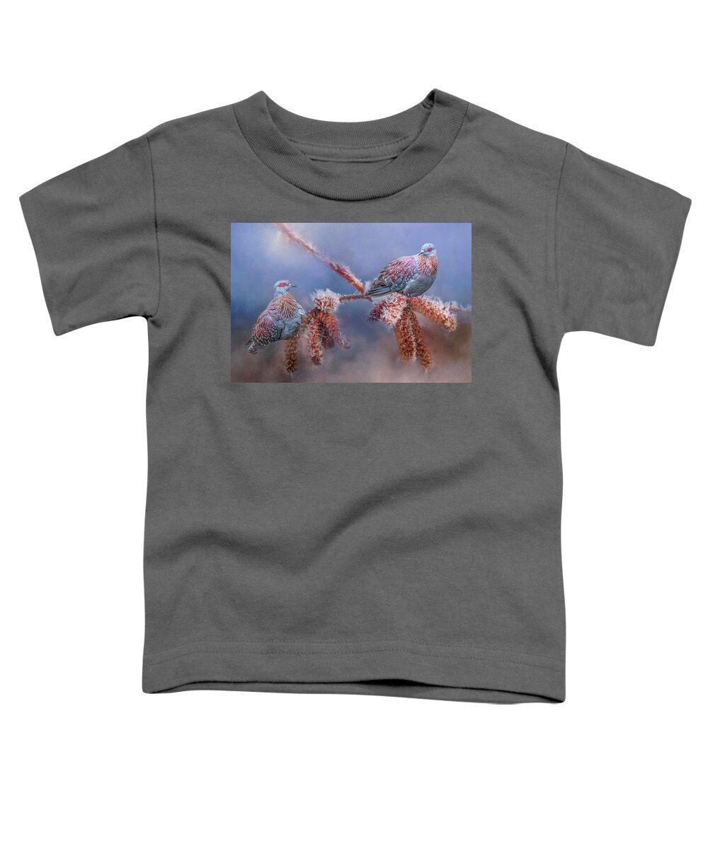 Bird Toddler T-Shirt featuring the photograph Speckled Pigeons by Cindy Lark Hartman