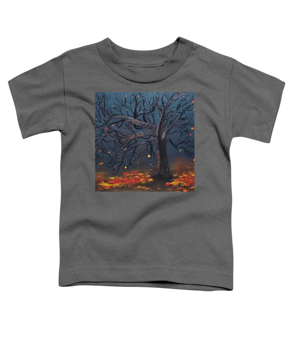 Autumn Toddler T-Shirt featuring the painting Spooky Tree by Amy Kuenzie