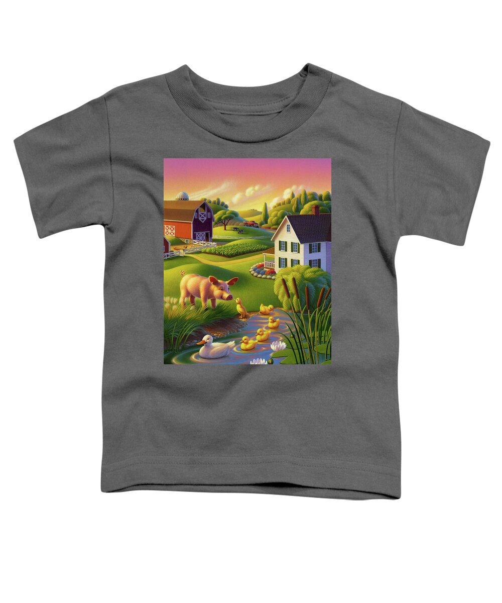 Spring Pig Toddler T-Shirt featuring the painting Spring Pig by Robin Moline