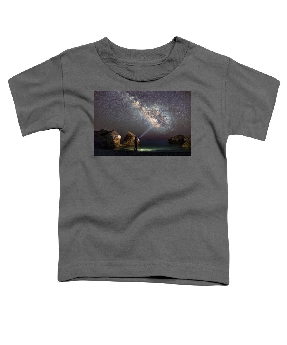 Milky Way Toddler T-Shirt featuring the photograph Still A Kid Under The Stars by Elias Pentikis