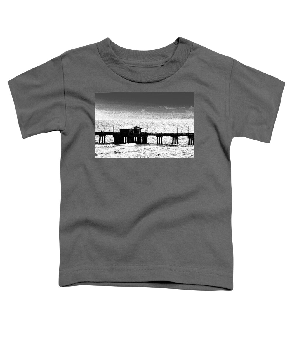 Stippled Pier Toddler T-Shirt featuring the photograph Stippled Pier at Gulf State Park Pier in Gulf Shores in Alabama. by Debra Grace Addison