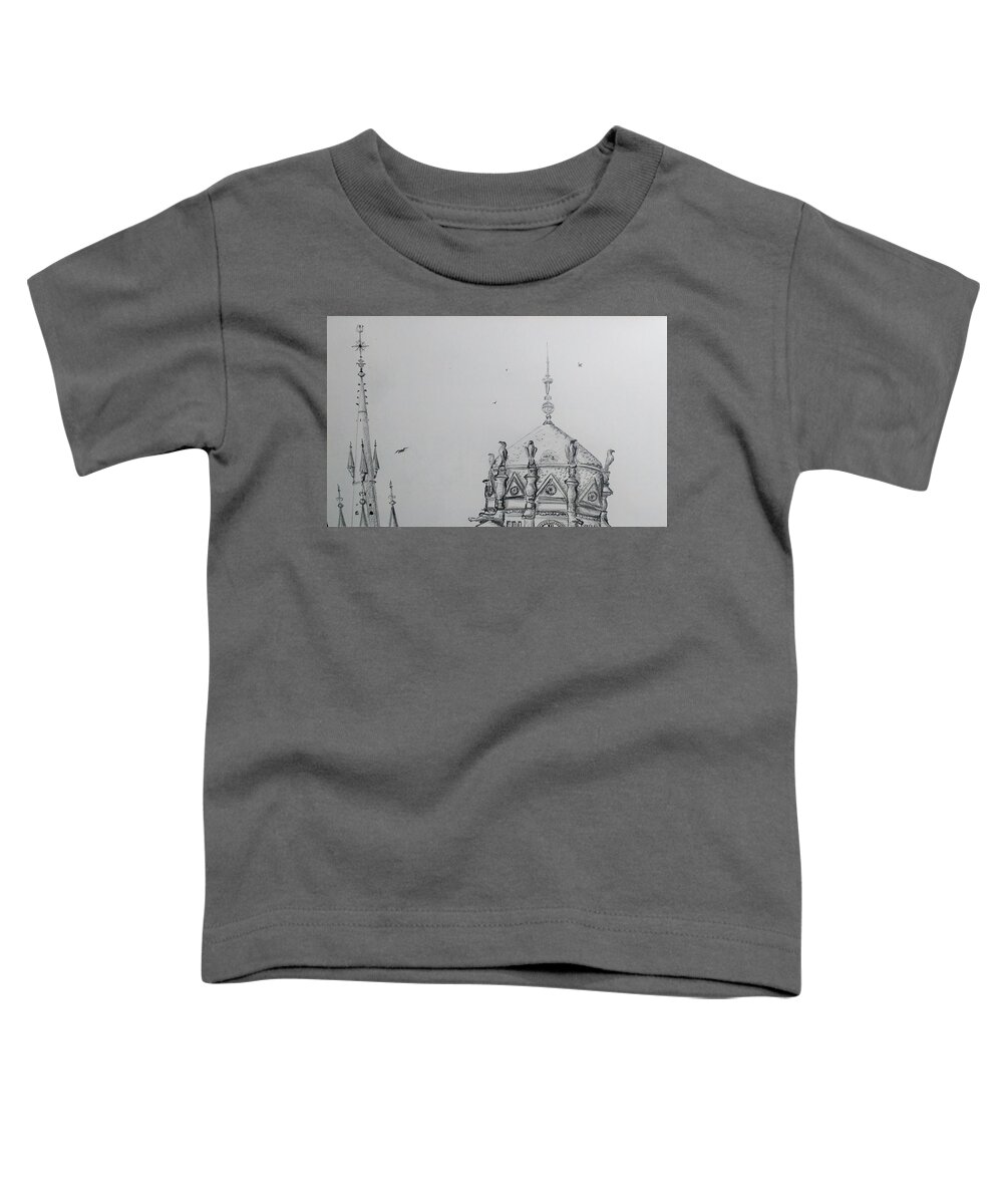 Stockholm Toddler T-Shirt featuring the drawing Stockholm by Violet Jaffe