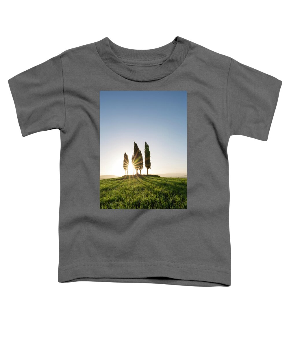 April Toddler T-Shirt featuring the photograph Sun of Val d'Orcia by Francesco Riccardo Iacomino