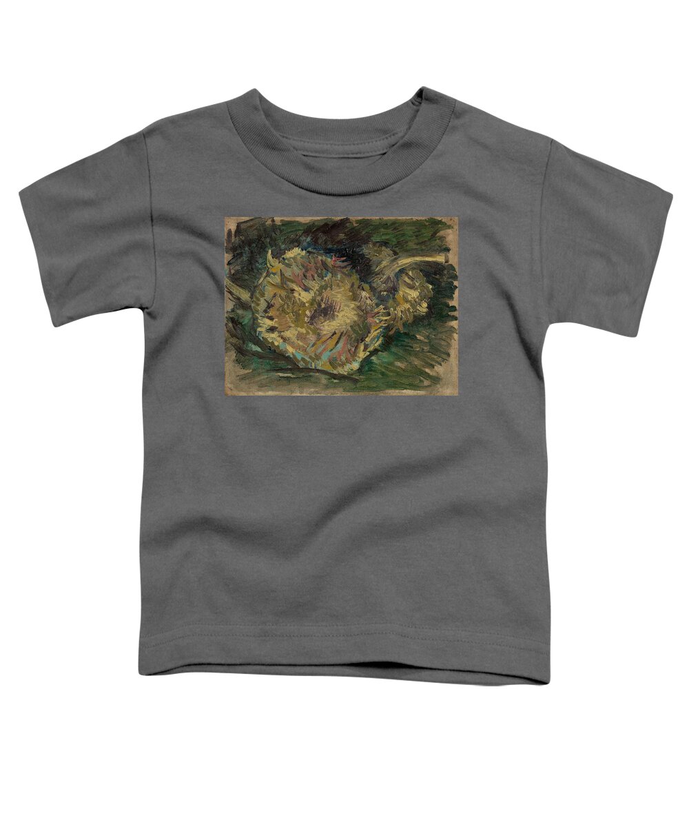 Oil On Canvas Toddler T-Shirt featuring the painting Sunflowers Gone to Seed. by Vincent van Gogh -1853-1890-