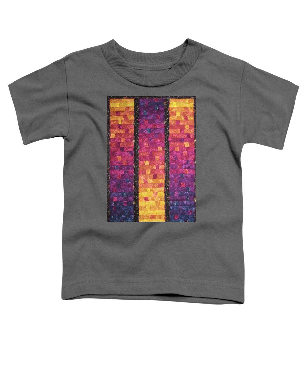Art Quilt Toddler T-Shirt featuring the tapestry - textile Sunrise Celebration by Pam Geisel