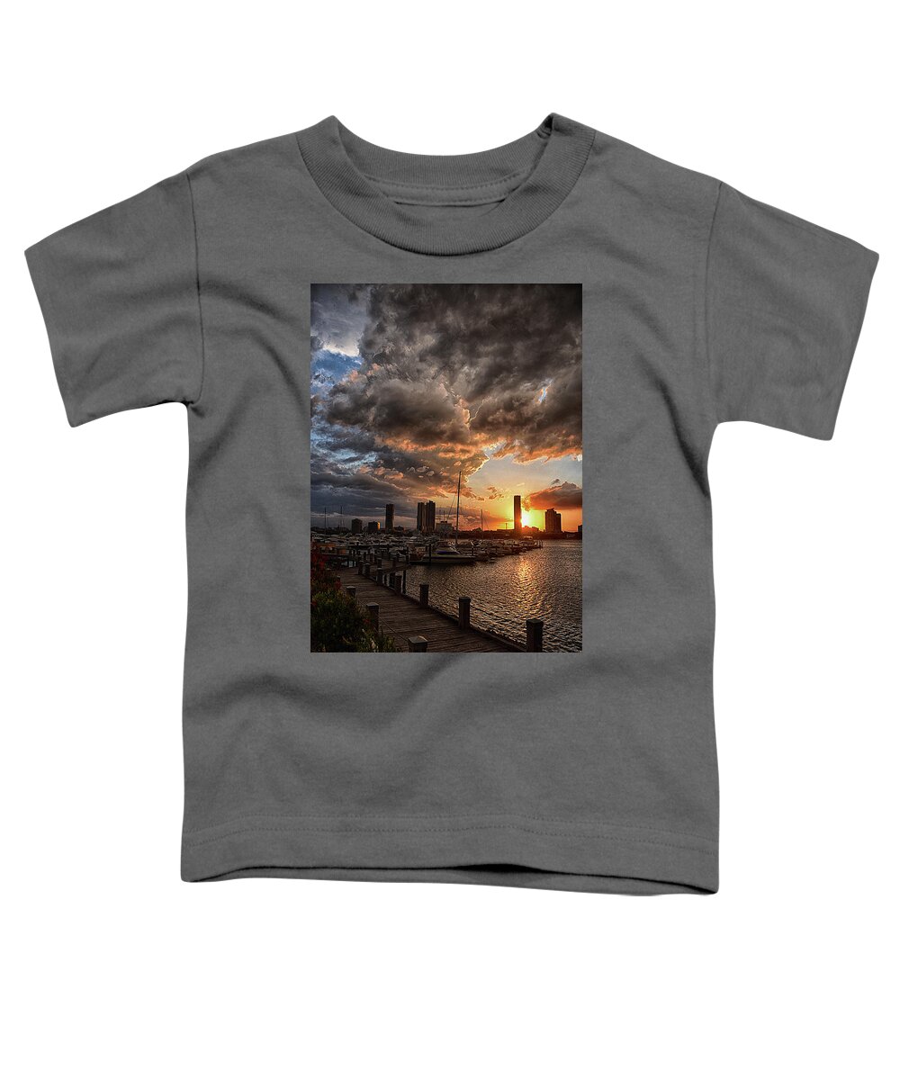 Marina Toddler T-Shirt featuring the photograph Sunset at Marina Mirage by Andrei SKY