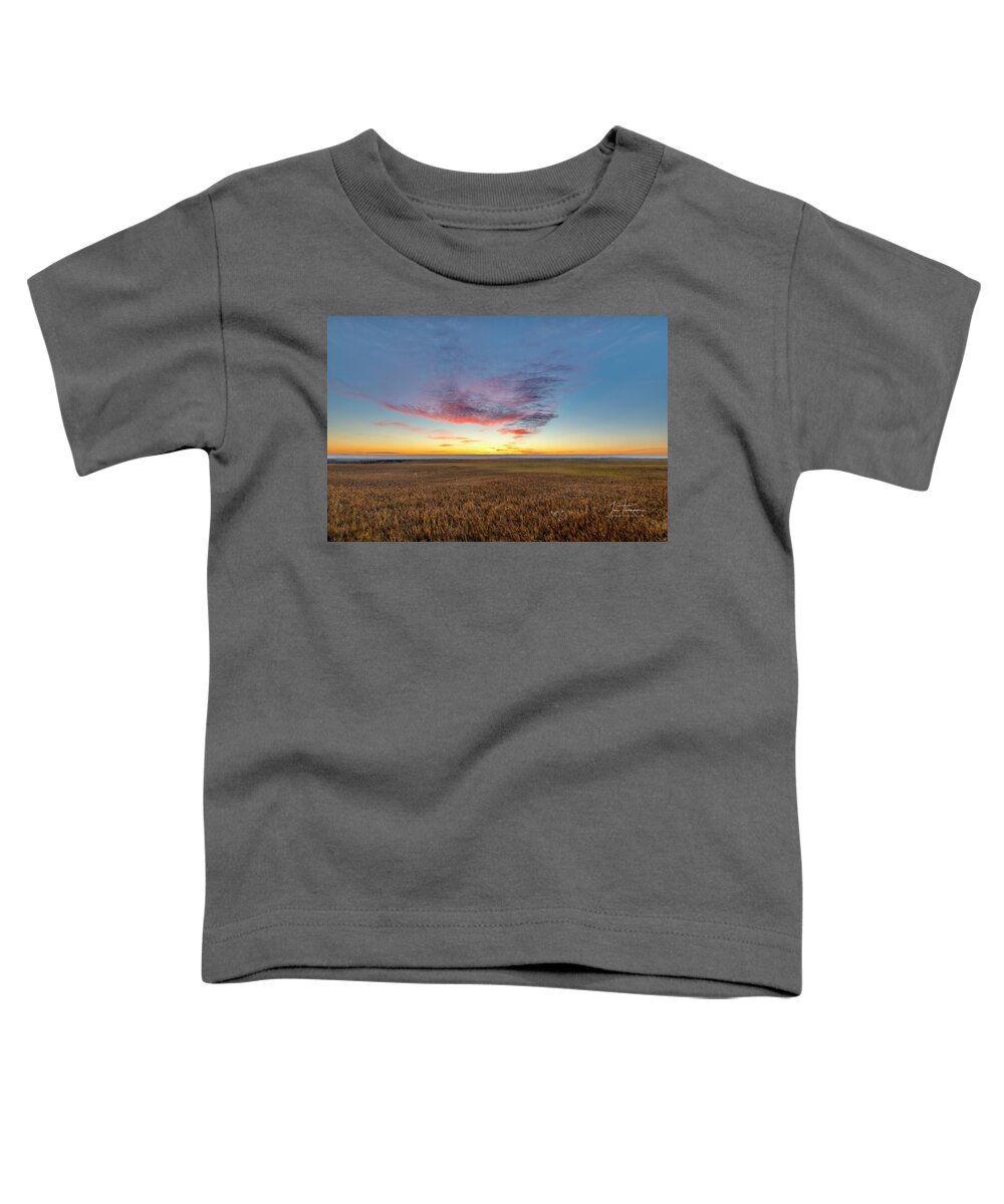 Badlands Toddler T-Shirt featuring the photograph Sunset Over Grasslands by Jim Thompson