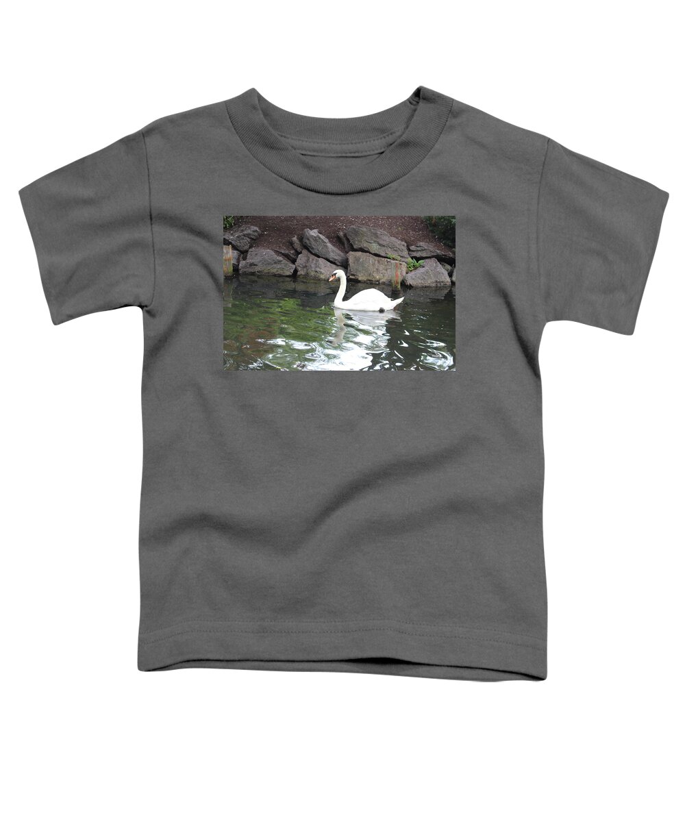 Swan Toddler T-Shirt featuring the photograph Swan in Boston Public Garden by Laura Smith