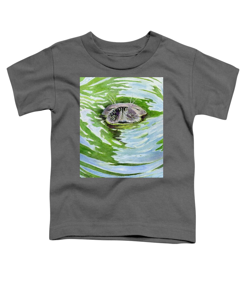 Water Toddler T-Shirt featuring the painting Sweet Sleeping Seal by Wendy Keeney-Kennicutt
