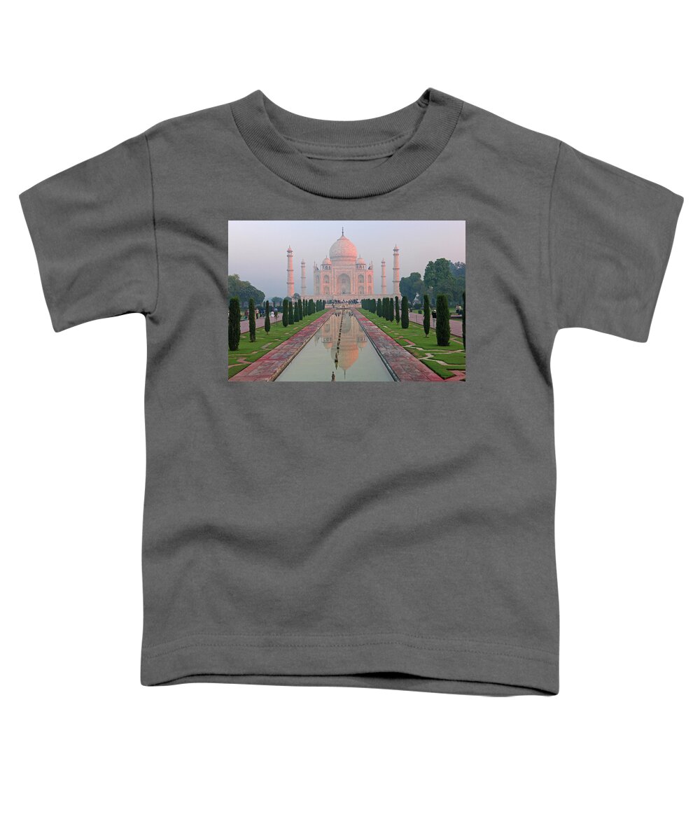 Estock Toddler T-Shirt featuring the digital art Taj Mahal At Dawn India by Gunter Grafenhain