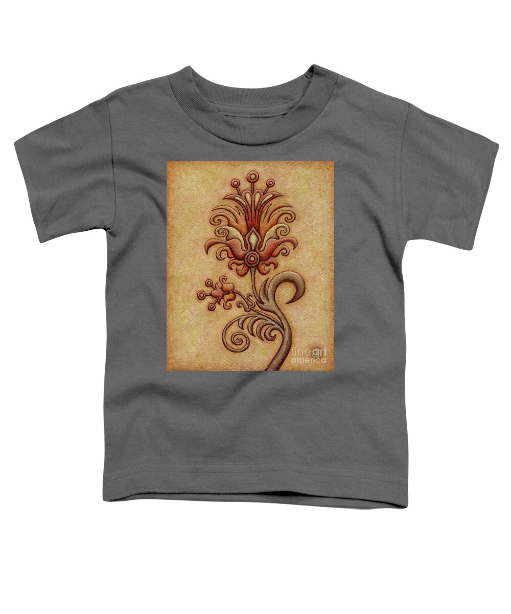 Floral Toddler T-Shirt featuring the painting Tapestry Flower 7 by Amy E Fraser