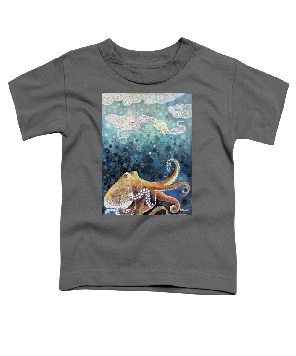 Octopus Toddler T-Shirt featuring the painting Tentacle Treasure by Manami Lingerfelt