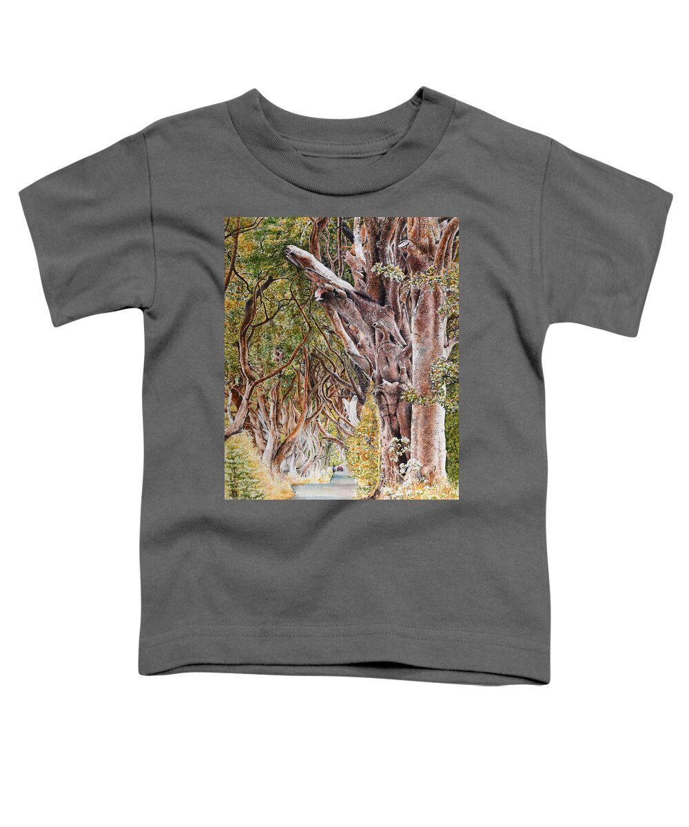 Trees Toddler T-Shirt featuring the painting The Dark Hedges by Wendy Keeney-Kennicutt