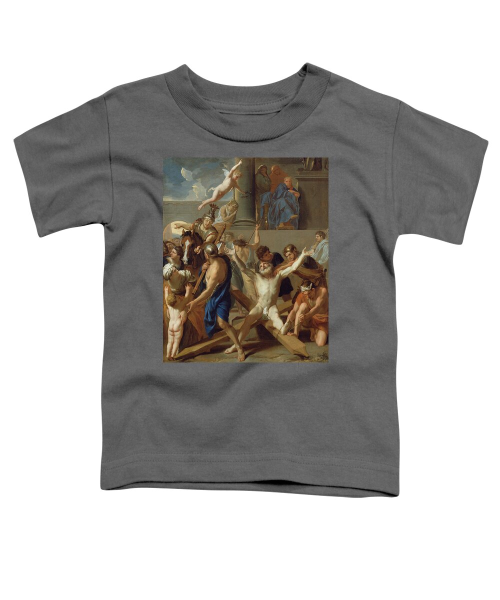 17th Century Art Toddler T-Shirt featuring the painting The Martyrdom of St. Andrew by Charles Le Brun