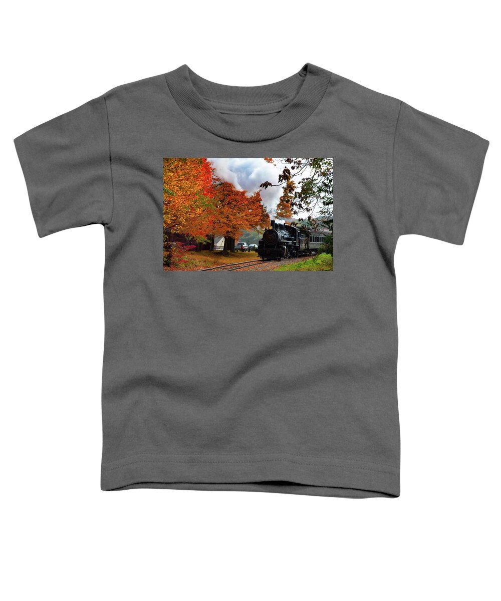 Essex Steam Train Toddler T-Shirt featuring the photograph The Number 40 steam train in Essex CT by Jeff Folger