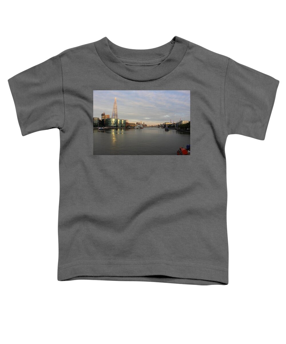 River Toddler T-Shirt featuring the photograph The Thames and Shard at Night by Laura Smith