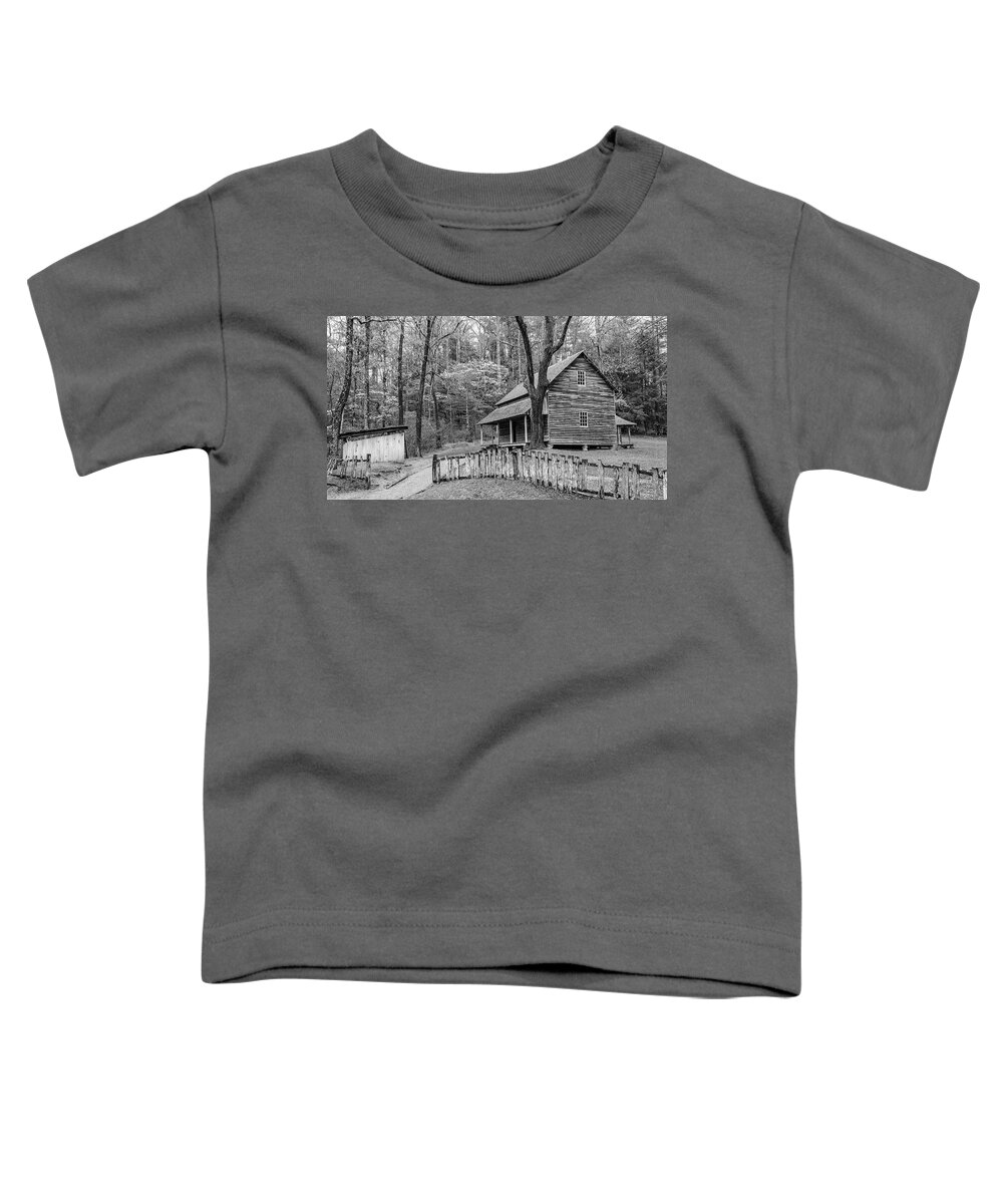 Tipton Place Toddler T-Shirt featuring the photograph Tipton Place in Black and White by Marcy Wielfaert