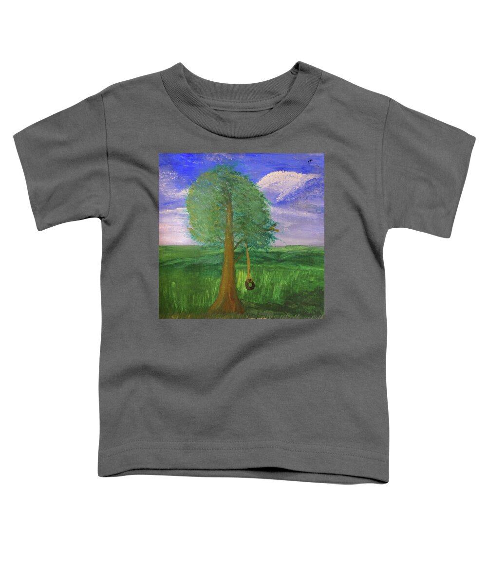 Tree Toddler T-Shirt featuring the painting Tire Swing by Chance Kafka