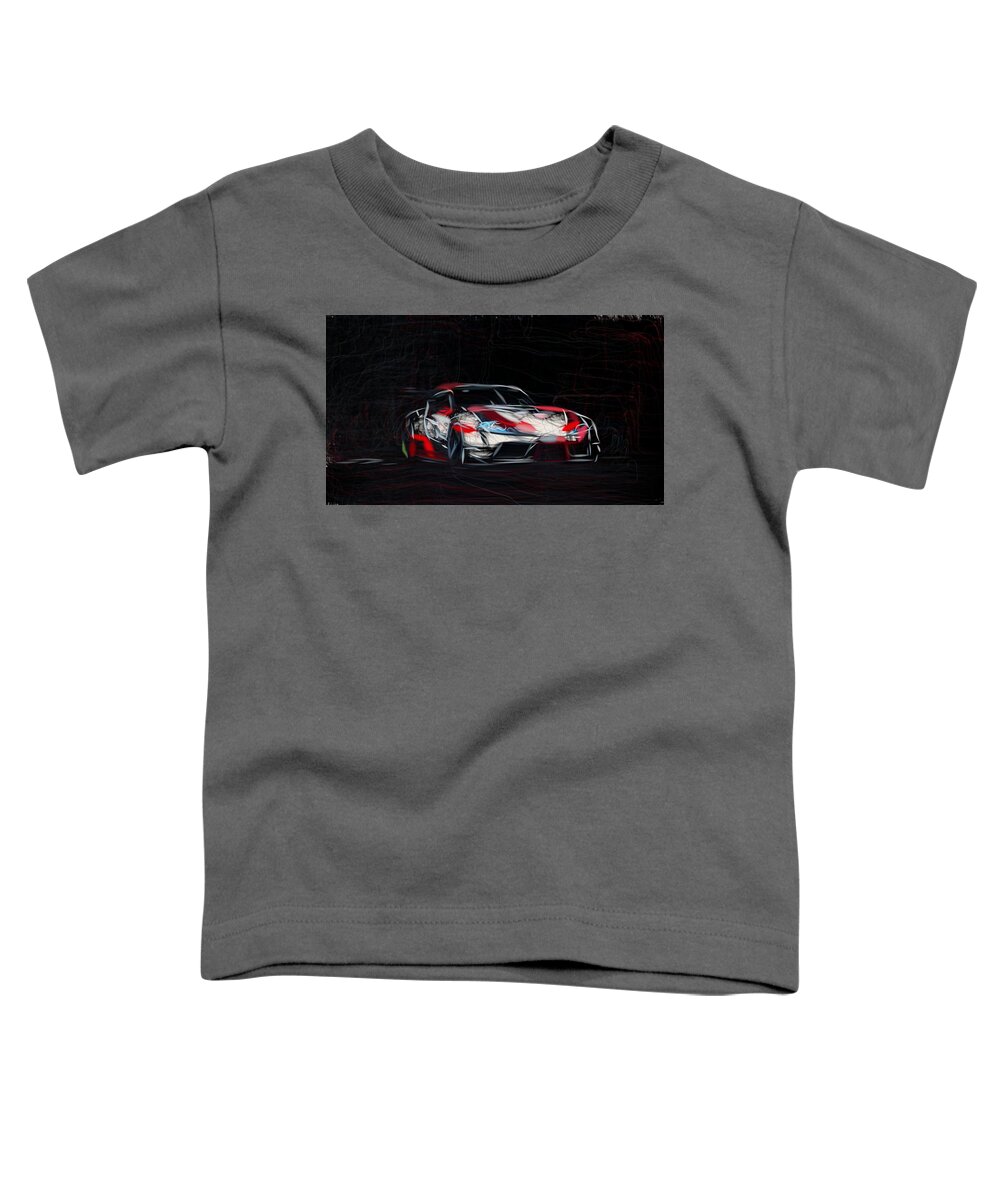 Toyota Toddler T-Shirt featuring the digital art Toyota GR Supra Racing Drawing by CarsToon Concept