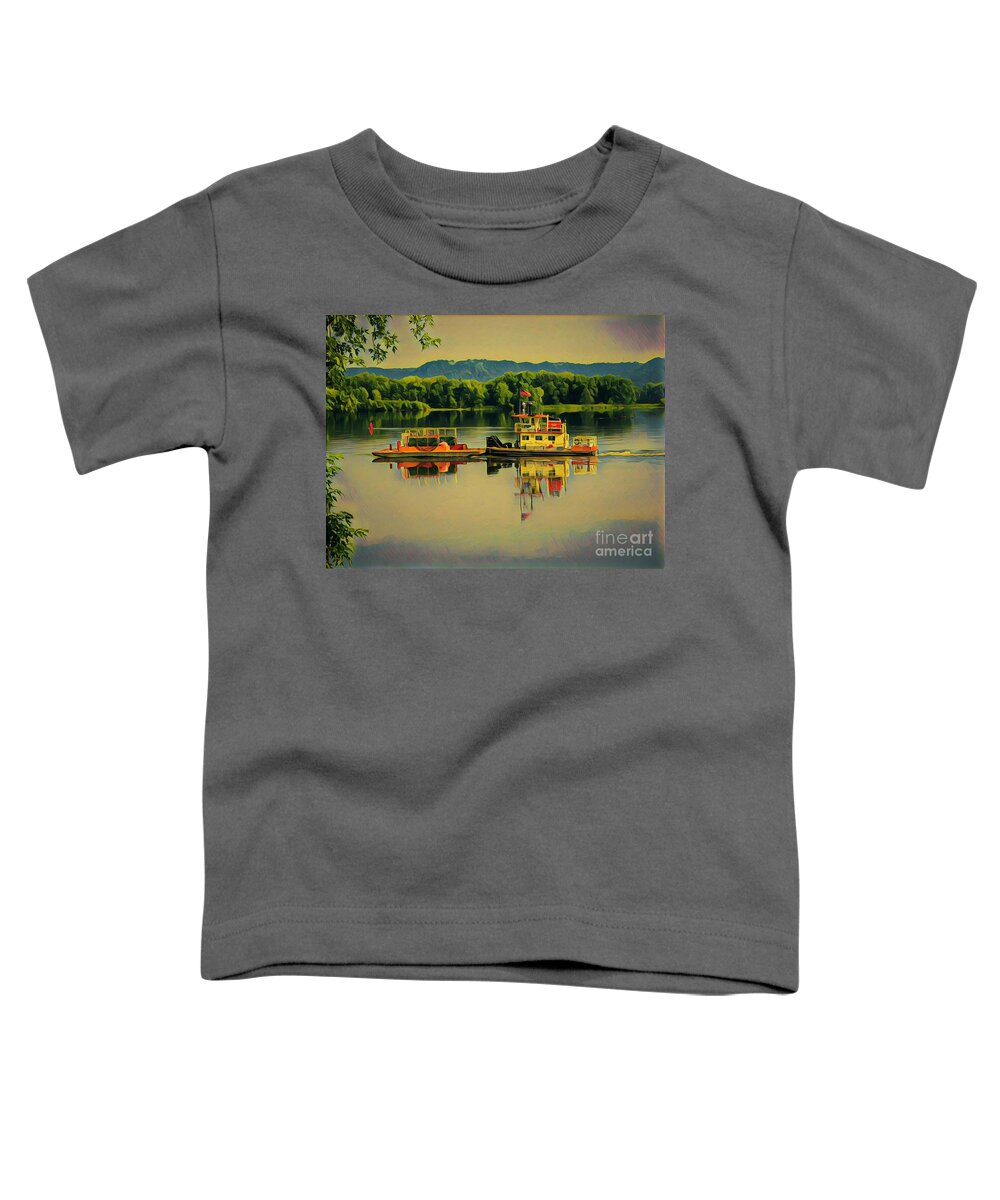Mississippi River Toddler T-Shirt featuring the painting Tug on the Mississippi by Marilyn Smith