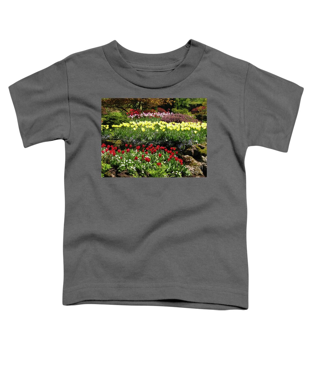 Tulip Gardens Toddler T-Shirt featuring the photograph Tulip Gardens by Terri Brewster