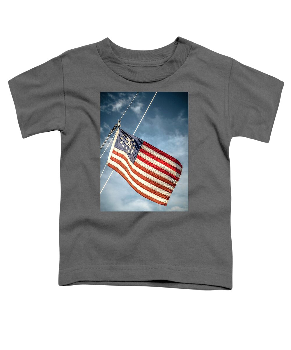 Usa Toddler T-Shirt featuring the photograph USA Ensign Flag by Tito Slack