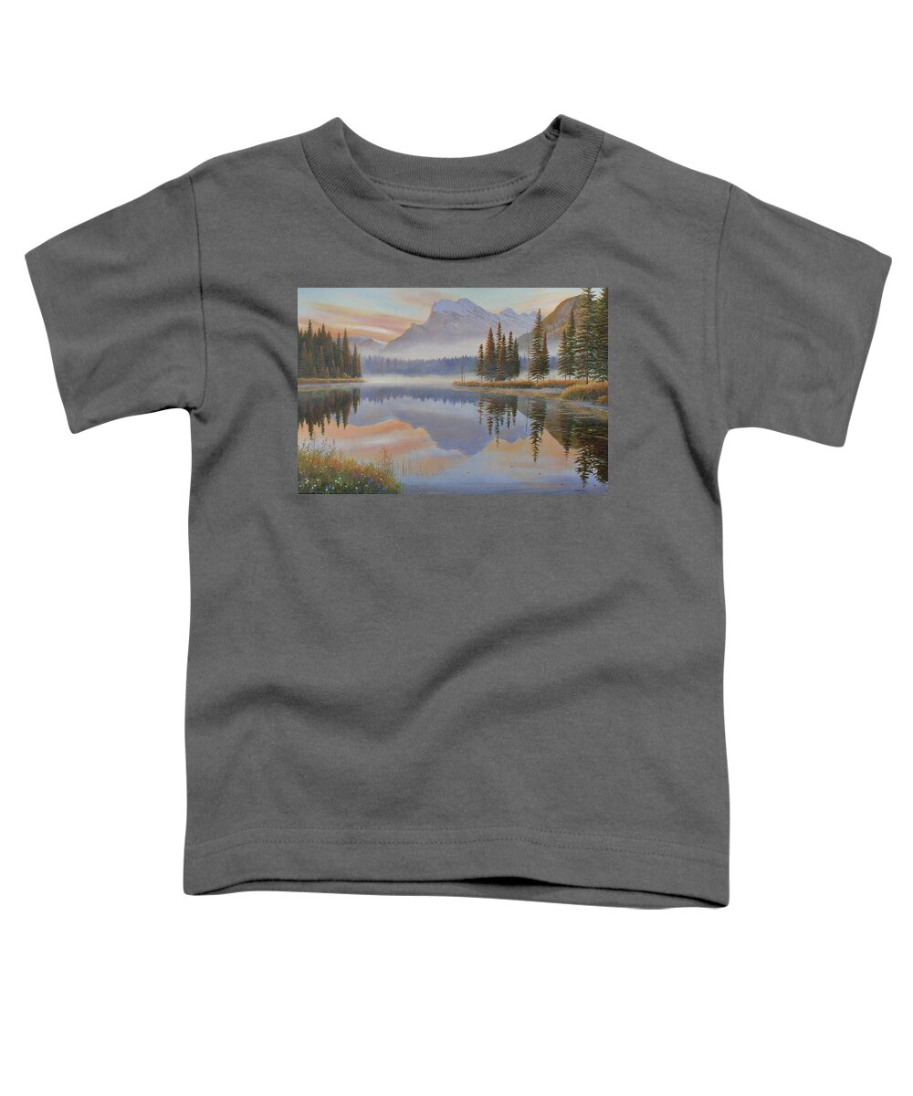 Jake Vandenbrink Toddler T-Shirt featuring the painting Vermillion Sunrise by Jake Vandenbrink