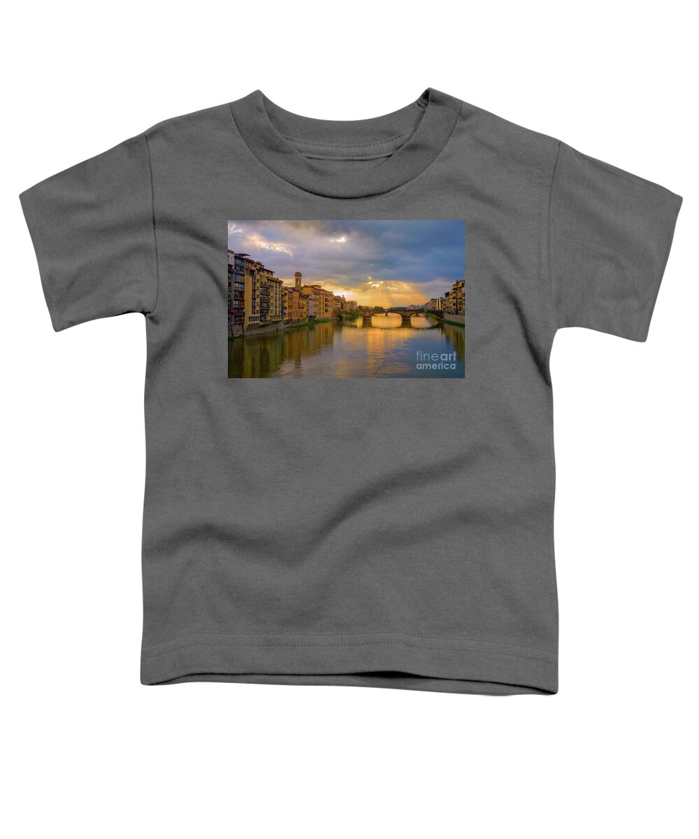 Arno River Toddler T-Shirt featuring the photograph View of the Arno from the Ponte Vecchio by Diane Diederich