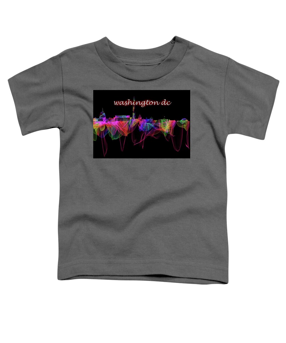 Sunrise Toddler T-Shirt featuring the photograph Washington DC Skyline Art with Script by Debra and Dave Vanderlaan